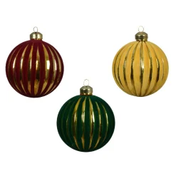 KAEMINGK Lot de 12 boules de Noël en verre (D100 mm) Velours Vintage Multicolore New