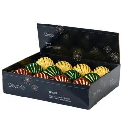 KAEMINGK Lot de 12 boules de Noël en verre (D100 mm) Velours Vintage Multicolore New