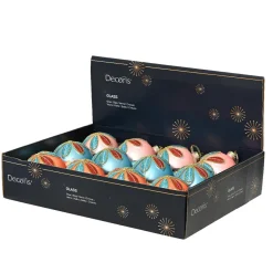 KAEMINGK Lot de 12 boules de Noël en verre (D80 mm) Pétales pailletées Multicolore Outlet