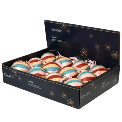 KAEMINGK Lot de 12 boules de Noël en verre (D80 mm) Rêverie Multicolore New