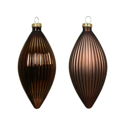 KAEMINGK Lot de 3 boules de Noël en verre (D60 mm) Goutte précieuse Brun café Outlet