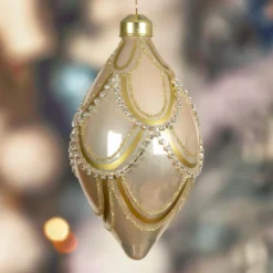 KAEMINGK Lot de 2 boules de Noël en verre (D60 mm) Élégance Gatsby Beige Perle Best