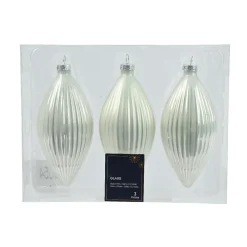 KAEMINGK Lot de 3 boules de Noël en verre (D60 mm) Goutte précieuse Blanc Discount