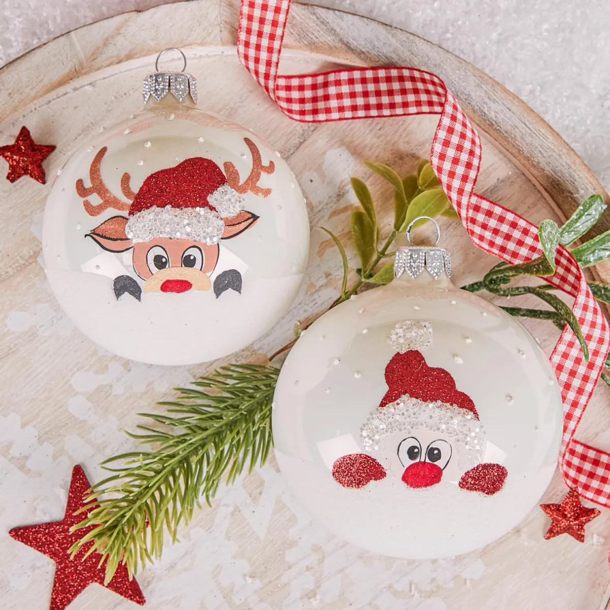 KAEMINGK Lot de 6 boules de Noël en verre (D80 mm) Filou Blanc Online