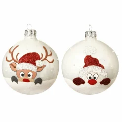 KAEMINGK Lot de 6 boules de Noël en verre (D80 mm) Filou Blanc Online