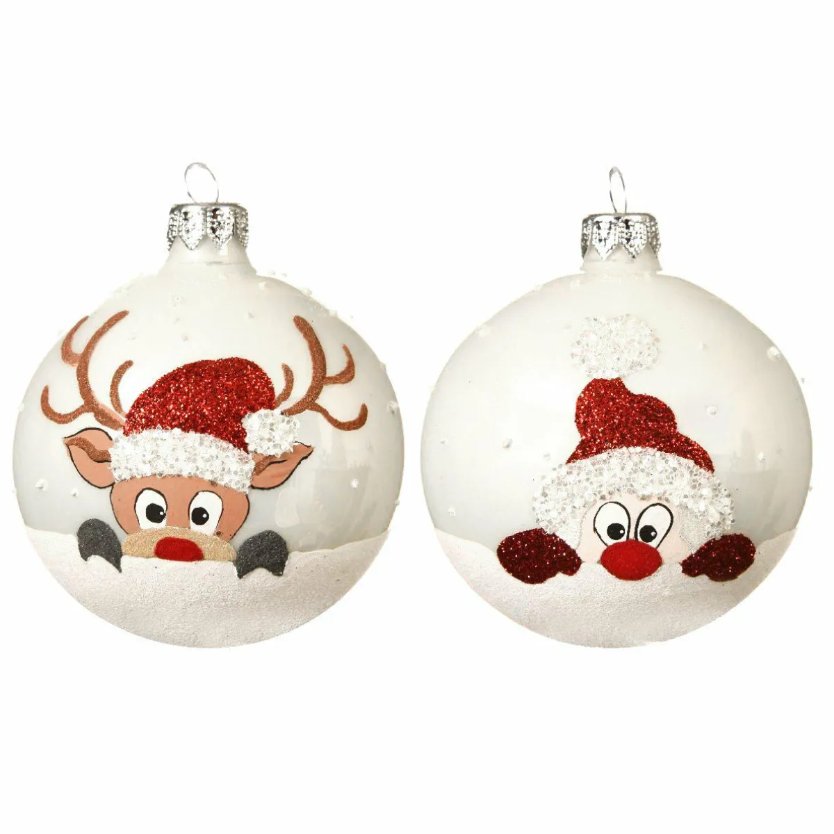 KAEMINGK Lot de 6 boules de Noël en verre (D80 mm) Filou Blanc Online
