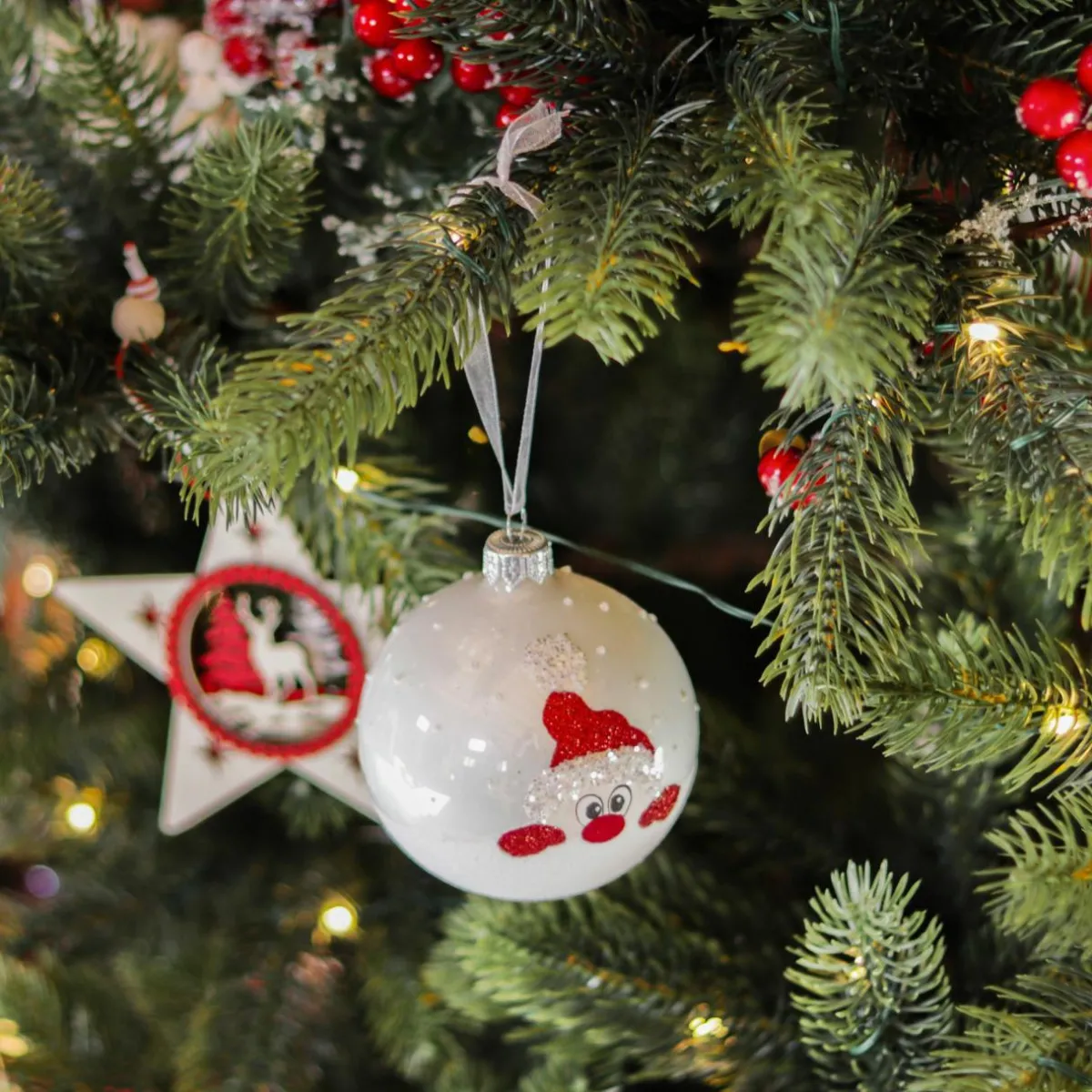 KAEMINGK Lot de 6 boules de Noël en verre (D80 mm) Filou Blanc Online