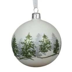 KAEMINGK Lot de 6 boules de Noël en verre (D80 mm) Forêt sapin Blanc Sale