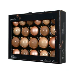 KAEMINGK Lot de 21 boules de Noël en verre (D60 à 75 mm) Assorties Cristal Pêche Outlet