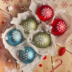 KAEMINGK Lot de 6 boules de Noël en verre (D80 mm) Santa Christmas Multicolore
