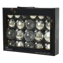 KAEMINGK Lot de 21 boules de Noël en verre (D60 à 75 mm) Assorties Cristal Argent New