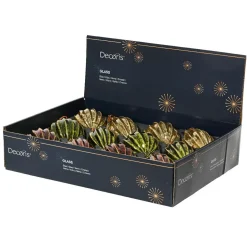KAEMINGK Lot de 12 Boules de Noël en verre (D80 mm) Paillettes d'Or, vert et bordeaux Multicolore Hot