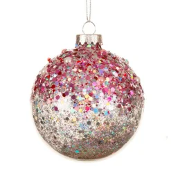 KAEMINGK Lot de 3 boules de Noël en verre (D80 mm) Pailletées Rose Outlet