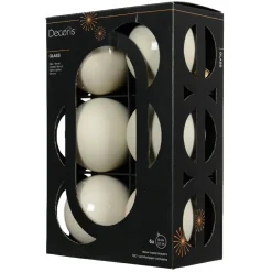 KAEMINGK Lot de 6 Boules de Noël en verre (D80 mm) Boréal Blanc laine Clearance