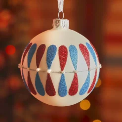 KAEMINGK Lot de 6 boules de Noël en verre (D80 mm) Gouttes colorées Blanc Best