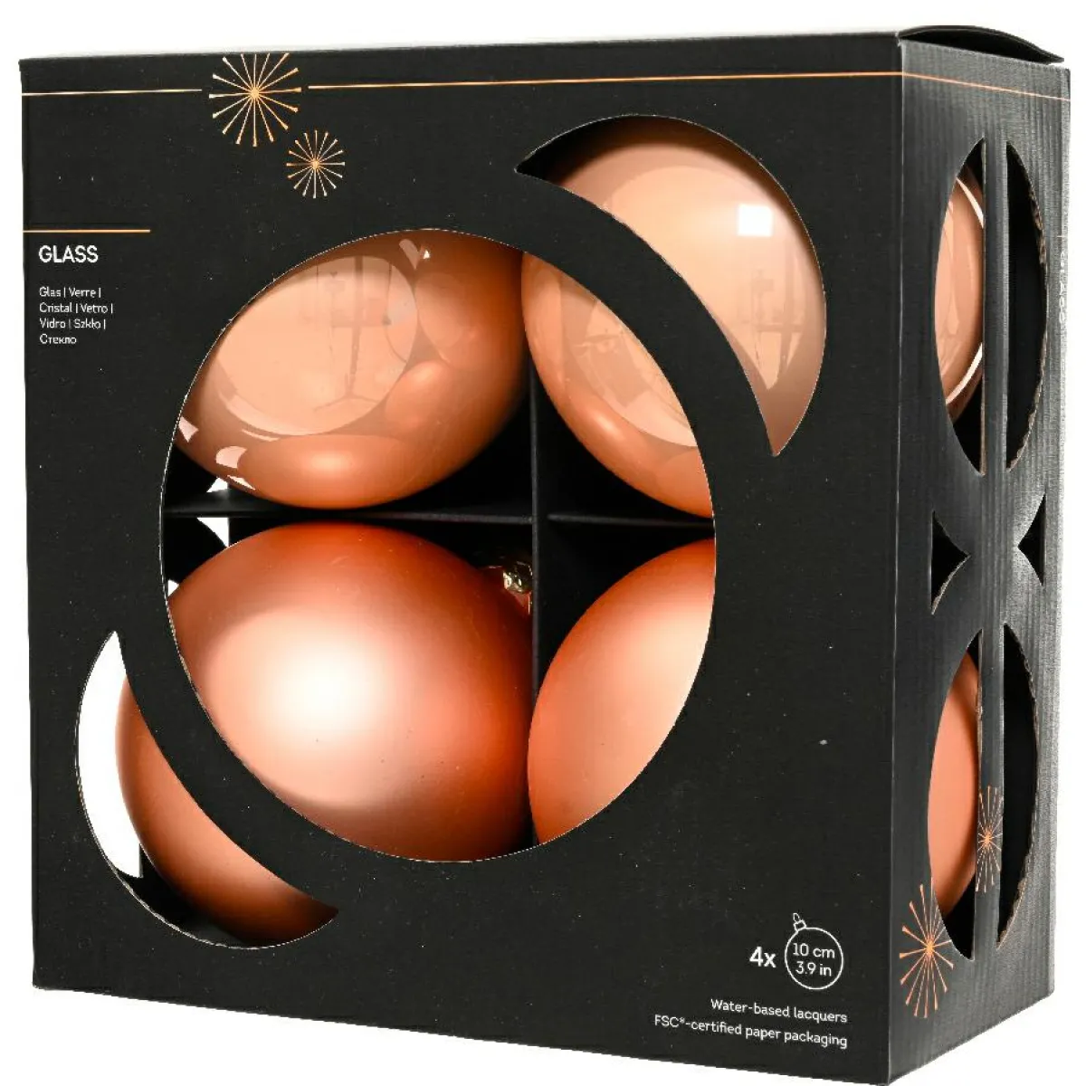 KAEMINGK Lot de 4 boules de Noël en verre (D100 mm) Boréal Pêche Discount