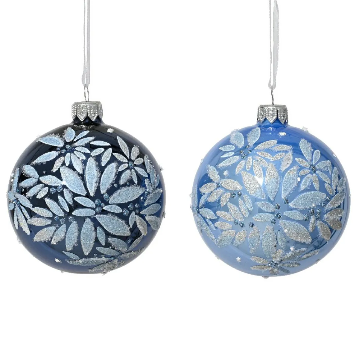 KAEMINGK Lot de 6 boules de Noël en verre (D80 mm) Éclats de nuit ciel Bleu Hot