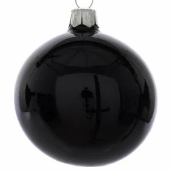 KAEMINGK Lot de 6 boules de Noël en verre (D80 mm) Arctique brillantes Noir Hot