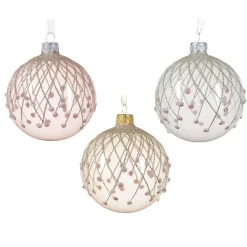 KAEMINGK Lot de 6 boules de Noël en verre (D80 mm) Vintage Reno et perle Rose Sale