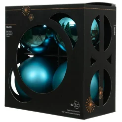 KAEMINGK Lot de 4 Boules de Noël en verre (D100 mm) Boréal Bleu pétillant Online