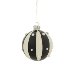 JJA Lot de 3 boules de Noël en verre (D80 mm) Carnaval d'Hiver et Blanc Noir Best