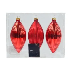 KAEMINGK Lot de 3 boules de Noël en verre (D60 mm) Goutte précieuse Rouge Online