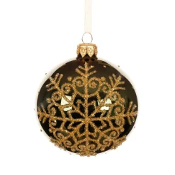 KAEMINGK Lot de 6 boules de Noël en verre (D80 mm) Flocon pailleté Vert sapin Best