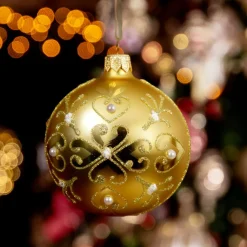 KAEMINGK Lot de 6 boules de Noël en verre (D80 mm) Baroque clair Or Sale