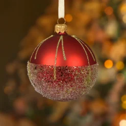 KAEMINGK Lot de 6 boules de Noël en verre (D80 mm) Ballotine Rouge Sale