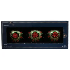 KAEMINGK Lot de 3 boules de Noël en verre (D80 mm) Folk Flower Vert Online