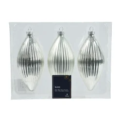 KAEMINGK Lot de 3 boules de Noël en verre (D60 mm) Goutte précieuse Argent New