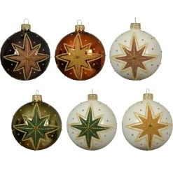 KAEMINGK Lot de 6 boules de Noël en verre (D80 mm) Étoiles Filantes Multicolore New