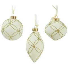 KAEMINGK Lot de 12 boules de Noël en verre (D80 mm) Paris pailleté Blanc laine Online