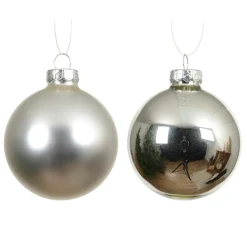KAEMINGK Lot de 6 boules de Noël en verre (D80 mm) Boréal Argent Discount