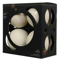KAEMINGK Lot de 4 boules de Noël en verre (D100 mm) Boréal Blanc laine Clearance