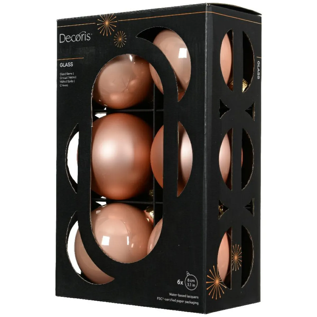 KAEMINGK Lot de 6 boules de Noël en verre (D80 mm) Boréal Pêche Clearance