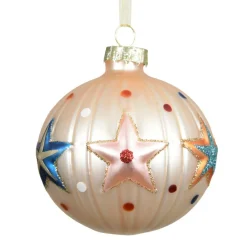 KAEMINGK Lot de 3 boules de Noël en verre (D80 mm) Cirque étoilé Perle