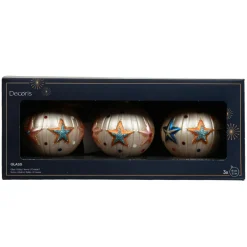 KAEMINGK Lot de 3 boules de Noël en verre (D80 mm) Cirque étoilé Perle
