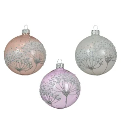 KAEMINGK Lot de 6 boules de Noël en verre (D80 mm) Berce du Caucase Perle et Lilas Violet Sale