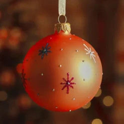 KAEMINGK Lot de 6 boules de Noël en verre (D80 mm) Etoiles du monde Orange
