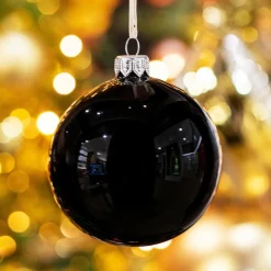 KAEMINGK Lot de 4 boules de Noël en verre (D100 mm) Arctique brillante Noir