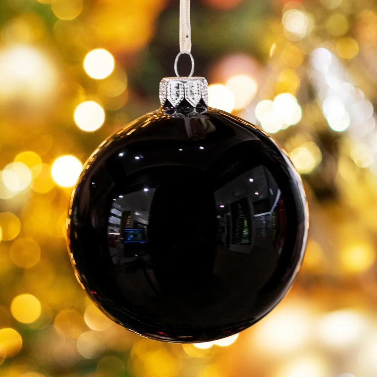 KAEMINGK Lot de 4 boules de Noël en verre (D100 mm) Arctique brillante Noir