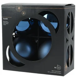 KAEMINGK Lot de 4 Boules de Noël en verre (D100 mm) Boréal Bleu nuit Online