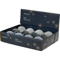 KAEMINGK Lot de 12 boules de Noël en verre (D80 mm) Perles d'hiver Bleu Sale