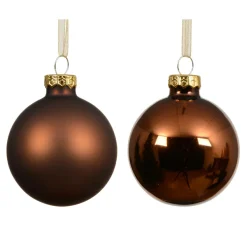 KAEMINGK Lot de 4 Boules de Noël en verre (D100 mm) Boréal Brun café Sale
