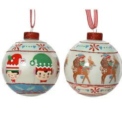 KAEMINGK Lot de 12 boules de Noël en verre (D80 mm) Elfes et rennes Multicolore