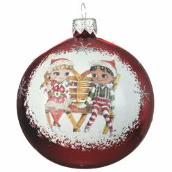 KAEMINGK Lot de 6 boules de Noël en verre (D80 mm) Chérubins Rouge New