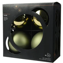 KAEMINGK Lot de 4 boules de Noël en verre (D100 mm) Boréal Vert romarin New