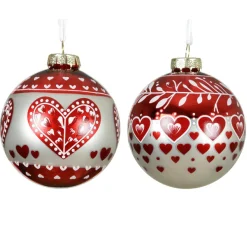 KAEMINGK Lot de 12 boules de Noël en verre (D80 mm) Cœur de Noël Rouge Sale