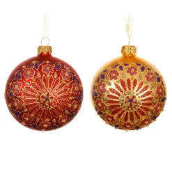 KAEMINGK Lot de 6 boules de Noël en verre (D80 mm) Flocons Palazzo et or Rouge Online